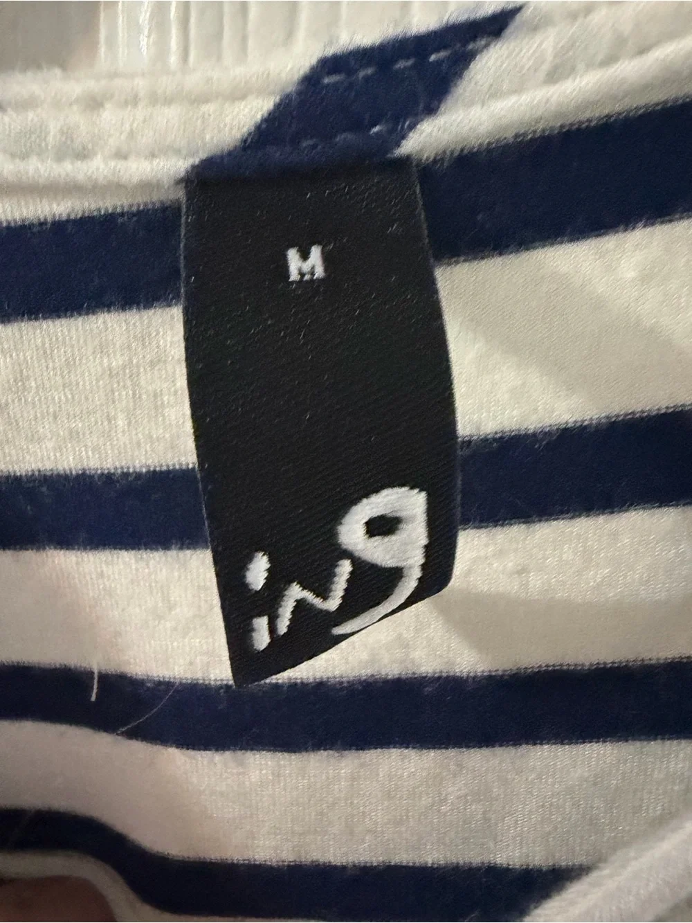 Ing Navy & White Striped Peplum Tee with Flag Pocket